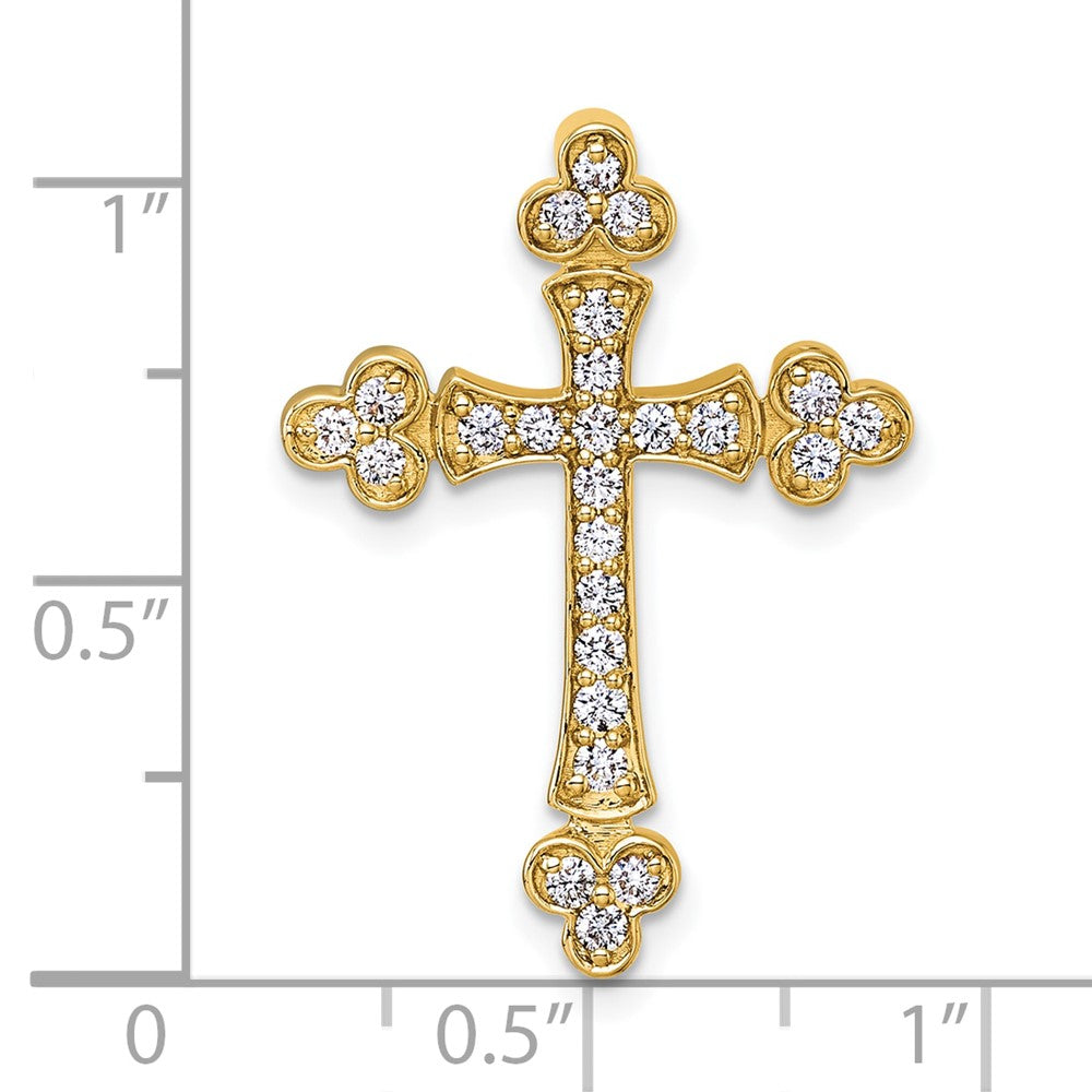 14k 1/2 carat Diamond Budded Cross Chain Slide