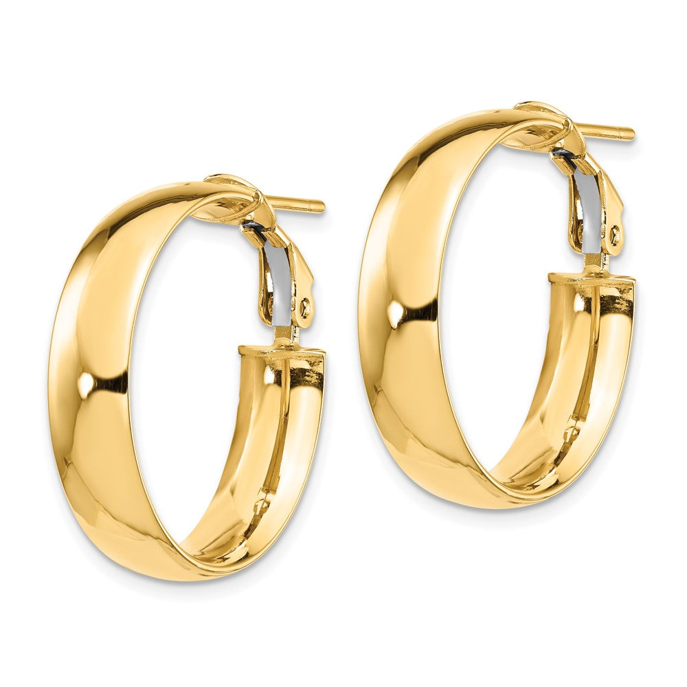 14K 6mm High Polished Omega Back Hoop Earrings