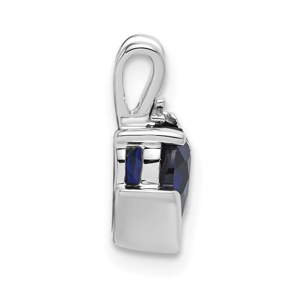 10kw Created Sapphire and Diamond Pendant