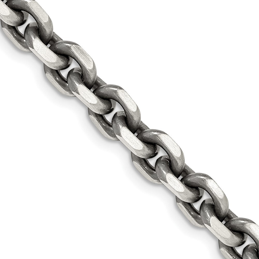 Sterling Silver Antiqued 7.0mm D/C Elongated Open Link Chain 24 Inches