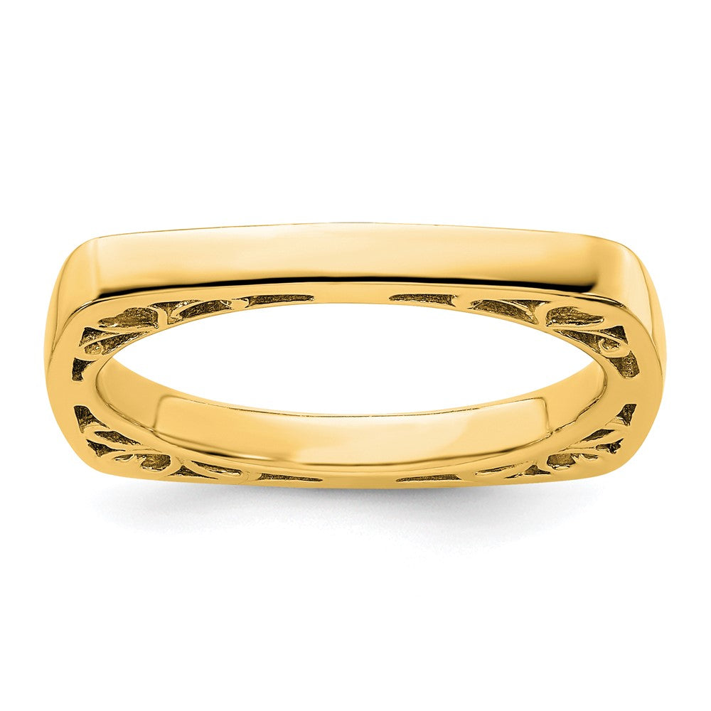 Sterling Silver Stackable Expressions Polished Gold-plated Square Ring Size -7