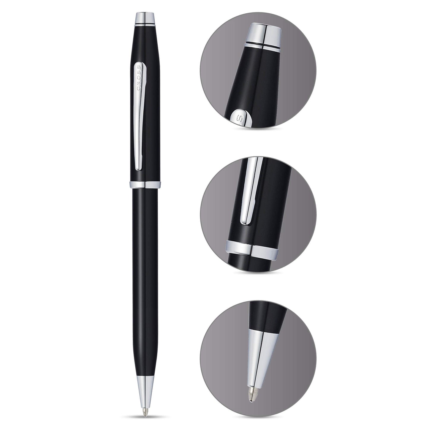 Cross Century II Black Lacquer with Rhodium Plate Ballpoint Pen
