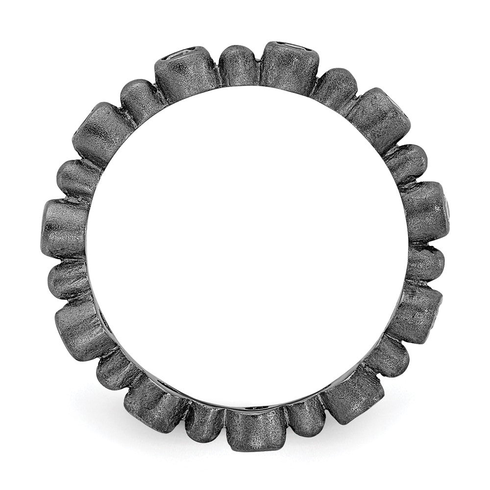 Sterling Silver Black Rhodium-plated CZ Ring