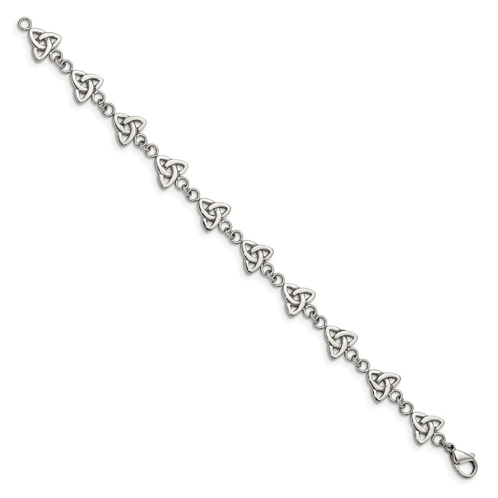 Stainless Steel Polished Trinity Knot 7in Bracelet