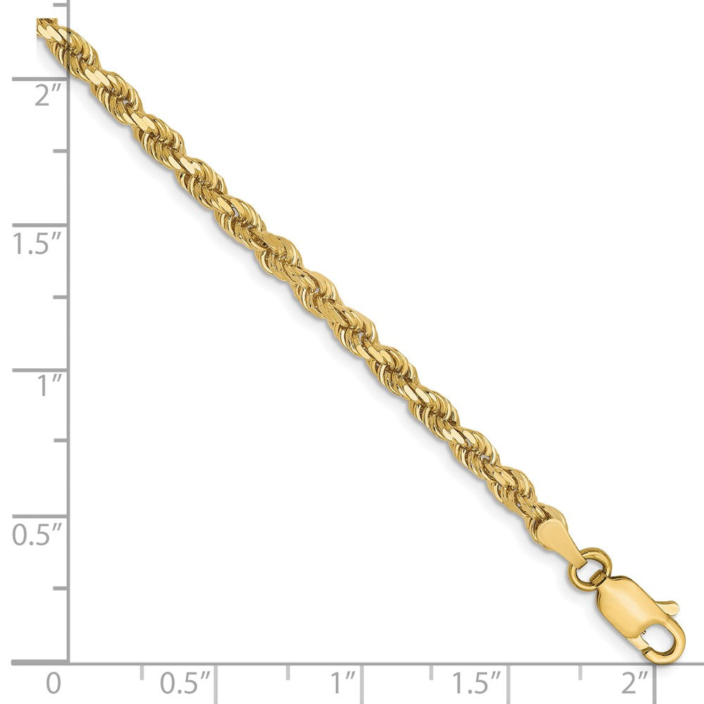 10K 3mm Diamond-Cut Rope Chain 8  inches