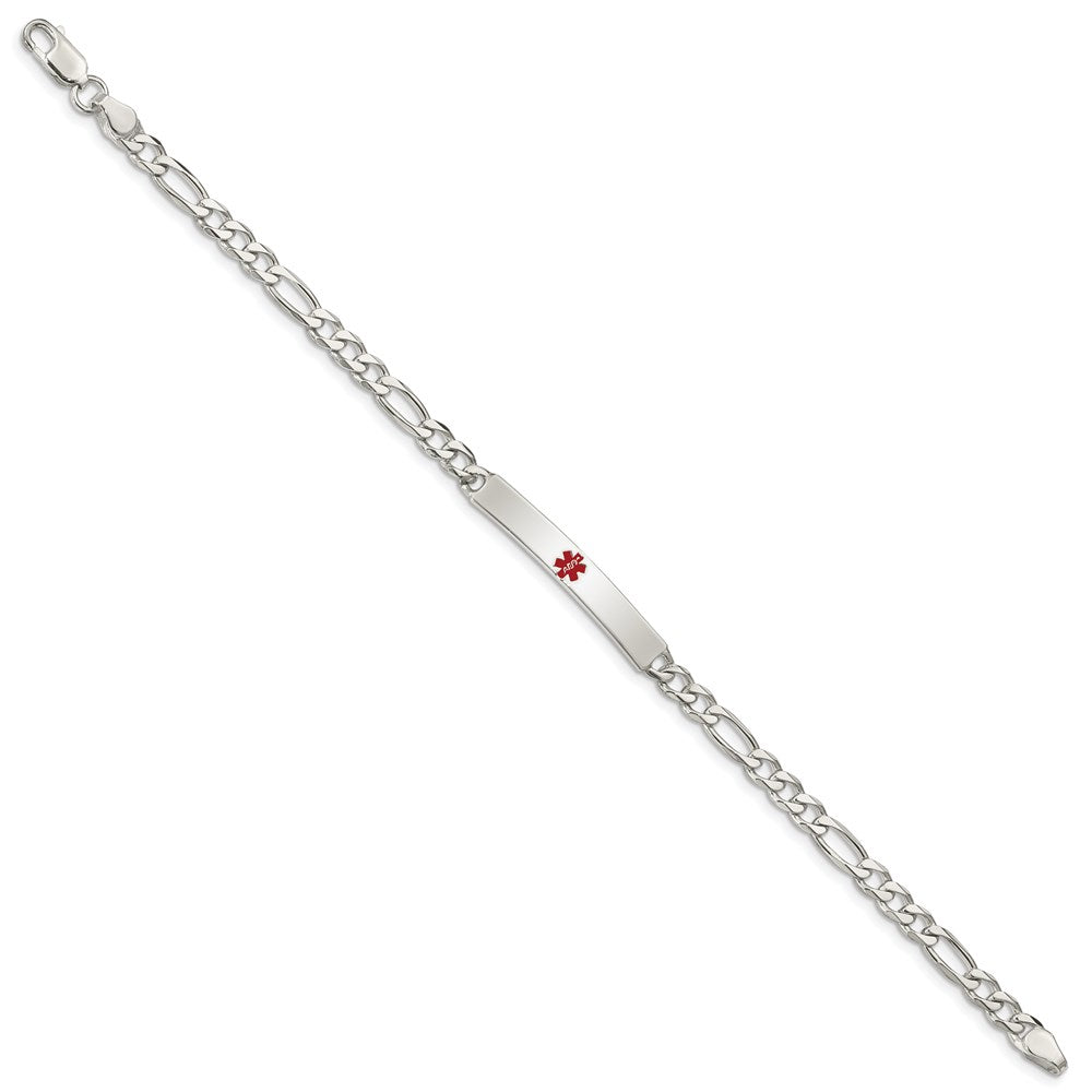 Sterling Silver Polished Medical Figaro Anchor Link ID Bracelet 7.5 inches