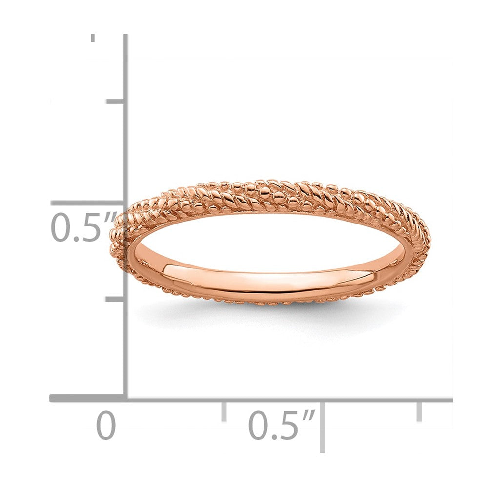 Sterling Silver Stackable Expressions Polished Rose Gold-plated Ring Size -10