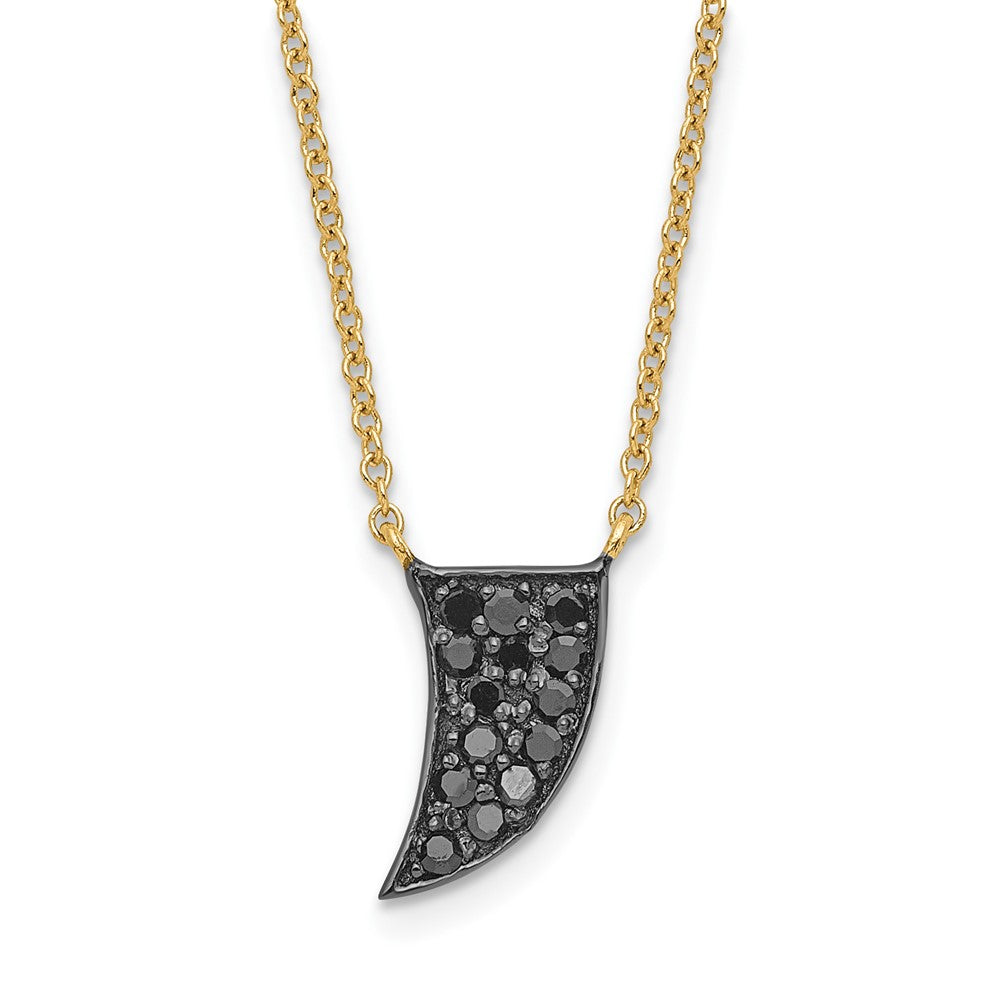 14k Gold Polished Black Diamond with 3 in ext Necklace