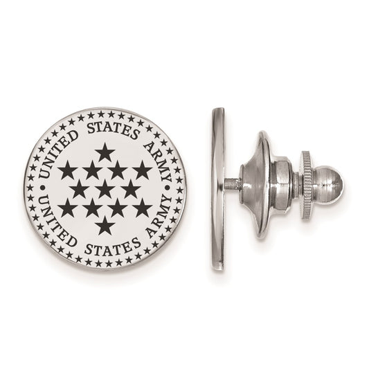 Sterling Silver U.S. Army Epoxy Disc Lapel or Tie Pin
