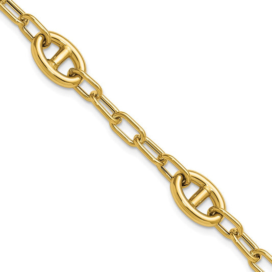 14K Polished Fancy Anchor Link Bracelet 7.5  inches
