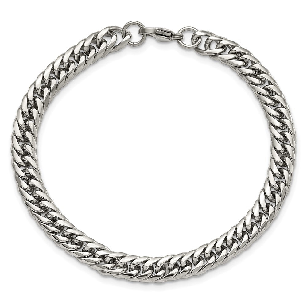 Stainless Steel Polished 9in Double Curb Chain Bracelet 9 inches
