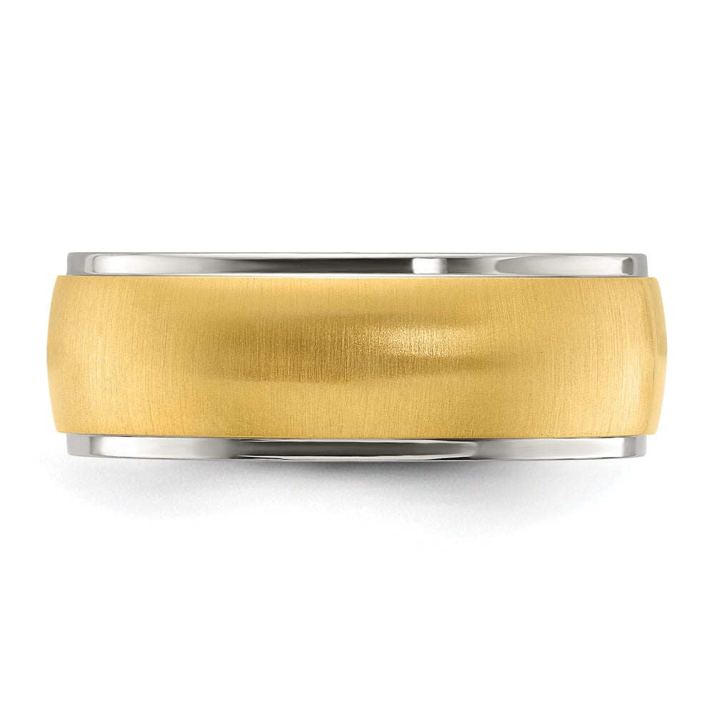 Chisel Titanium Polished with Brushed Yellow IP-plated Center 8mm Band Size - 10.5