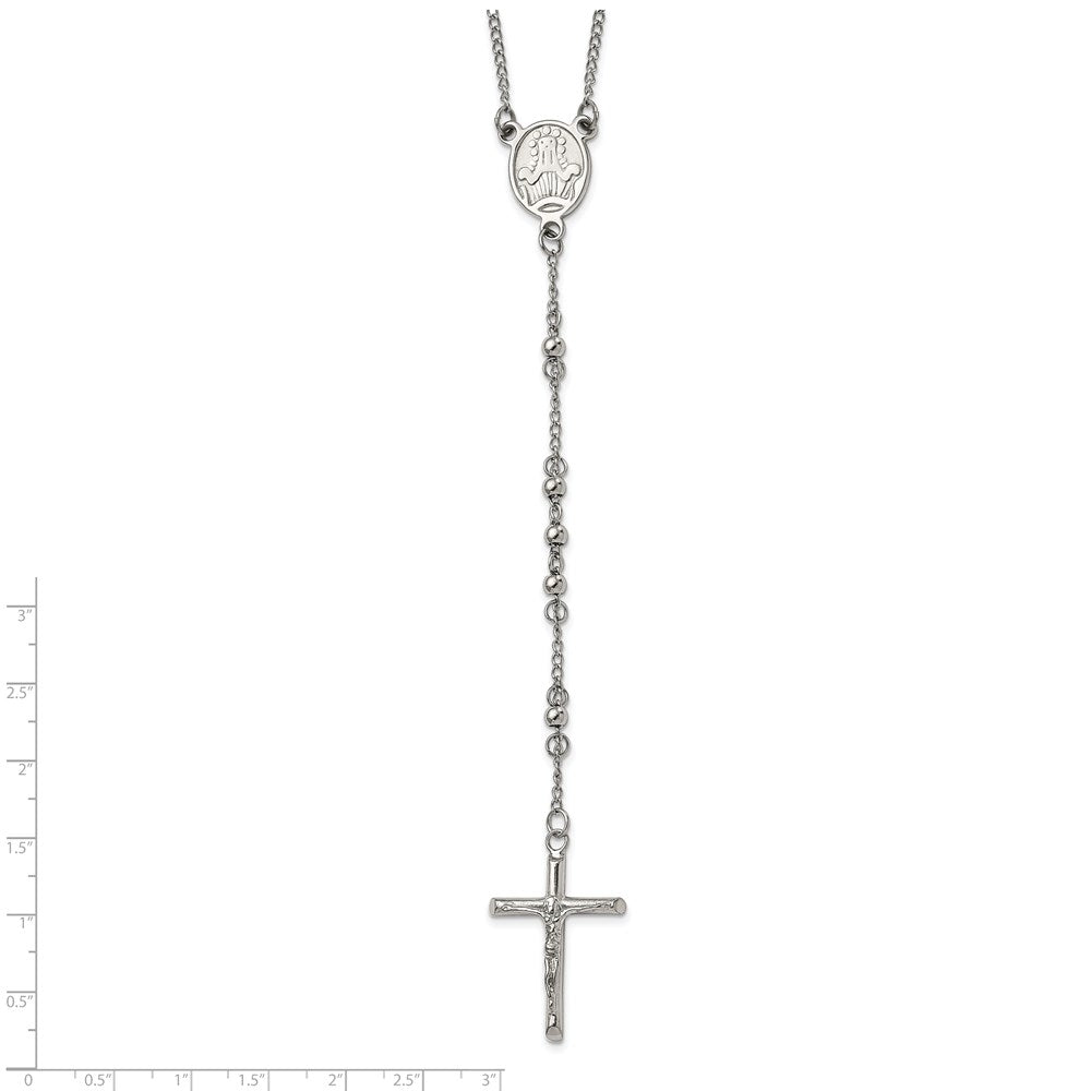Stainless Steel Polished 4mm Bead Rosary Necklace Jewelry Gifts for Women