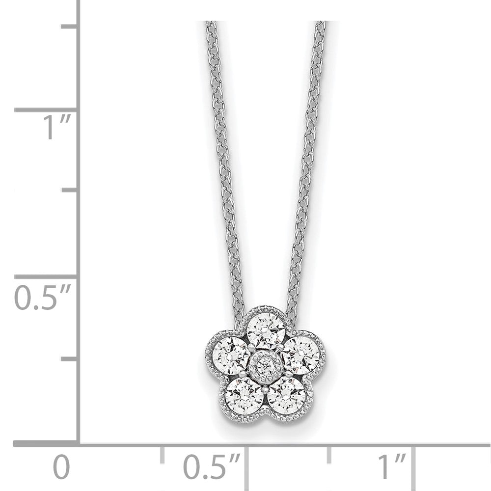 True Origin 14k White Gold 1/2 carat Lab Grown Diamond VS DEF 18 inch Floral Pendant Necklace