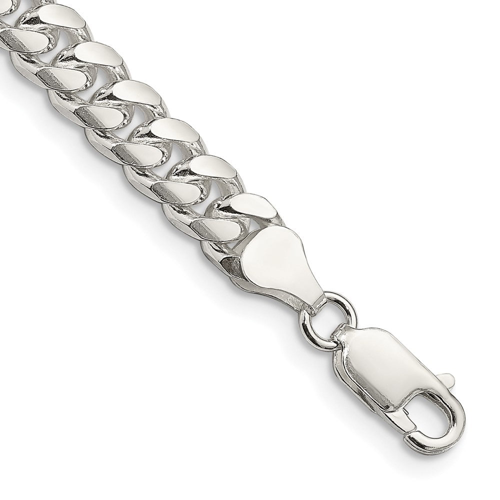 Sterling Silver 7mm Domed w/ Side D/C Curb Chain 9 inches