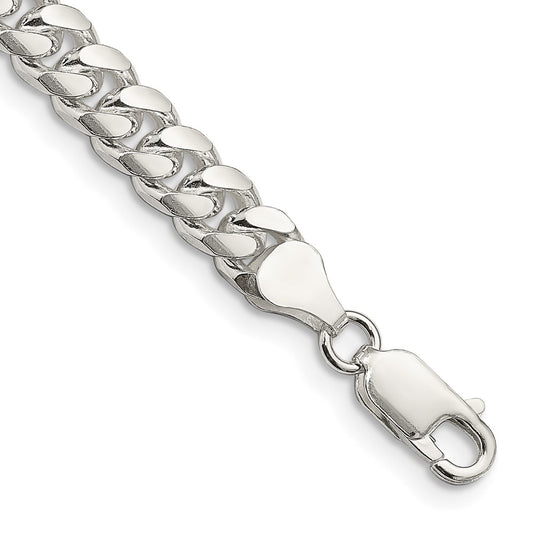 Sterling Silver 7mm Domed w/ Side D/C Curb Chain 9 inches