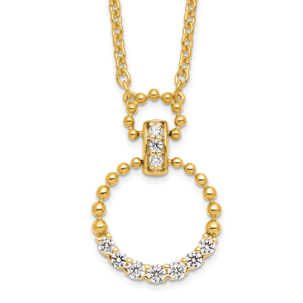14k 1/4 carat Lab Grown Diamond VS/SI+ G+ Circle 18 inch Pendant Necklace