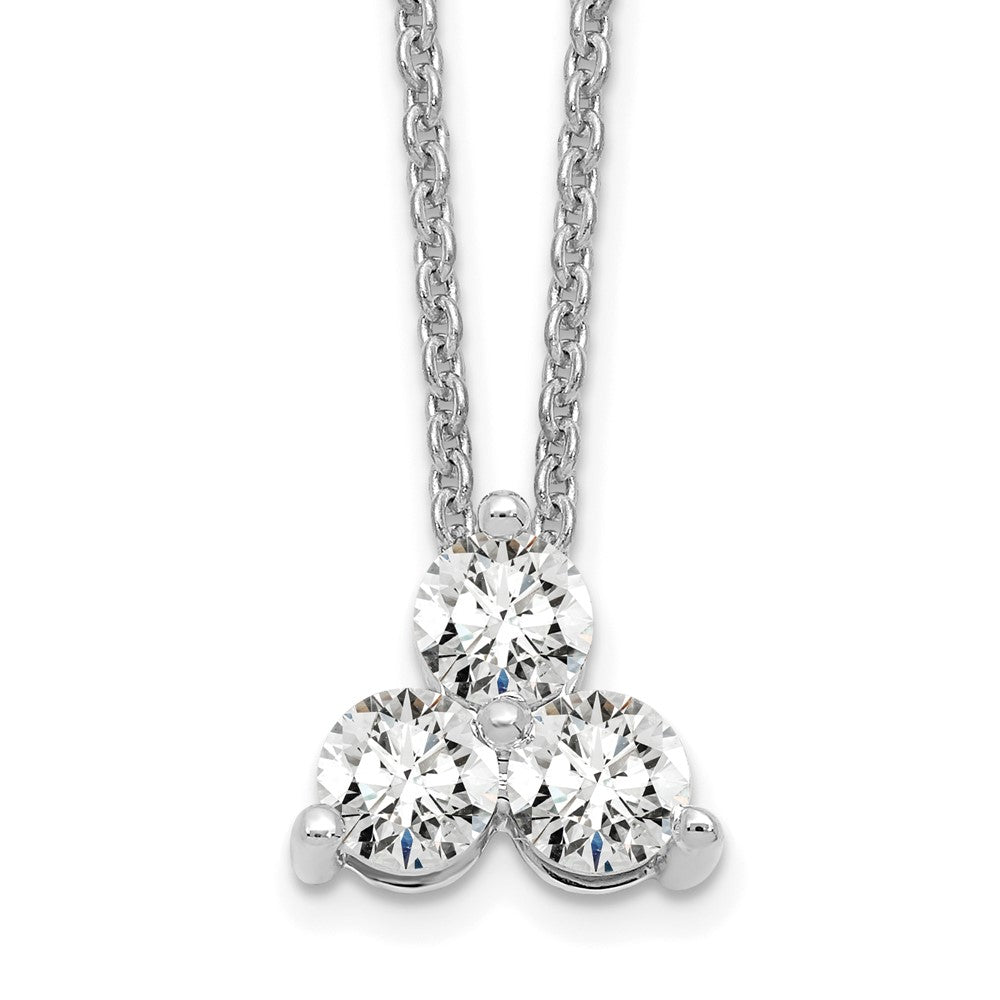 True Origin 14K White Gold 1/2 carat Lab Grown Diamond VS  D E F Three Stone 18 inch Necklace