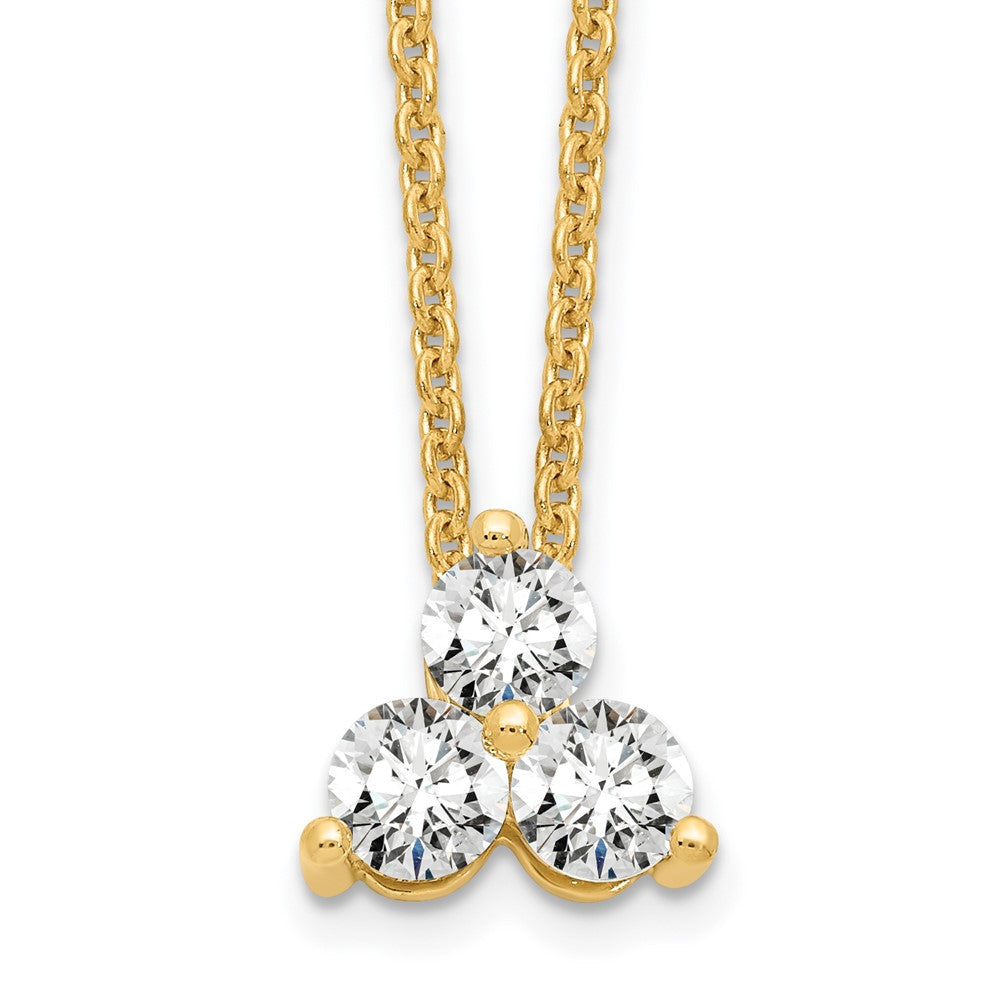 True Origin 14K 3/8 carat Lab Grown Diamond VS  D E F Three Stone 18 inch Necklace