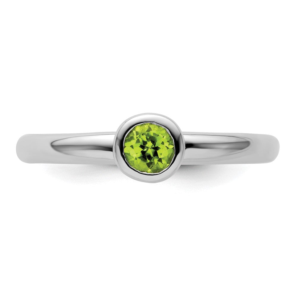 Sterling Silver Stackable Expressions Low 4mm Round Peridot Ring Size -8