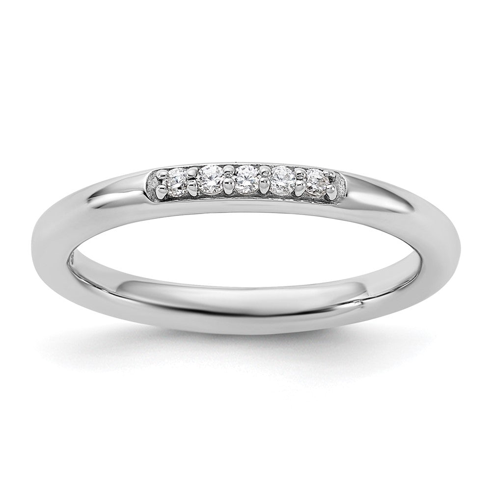 Sterling Silver Stackable Expressions Rhodium-plated CZ Ring Size -10