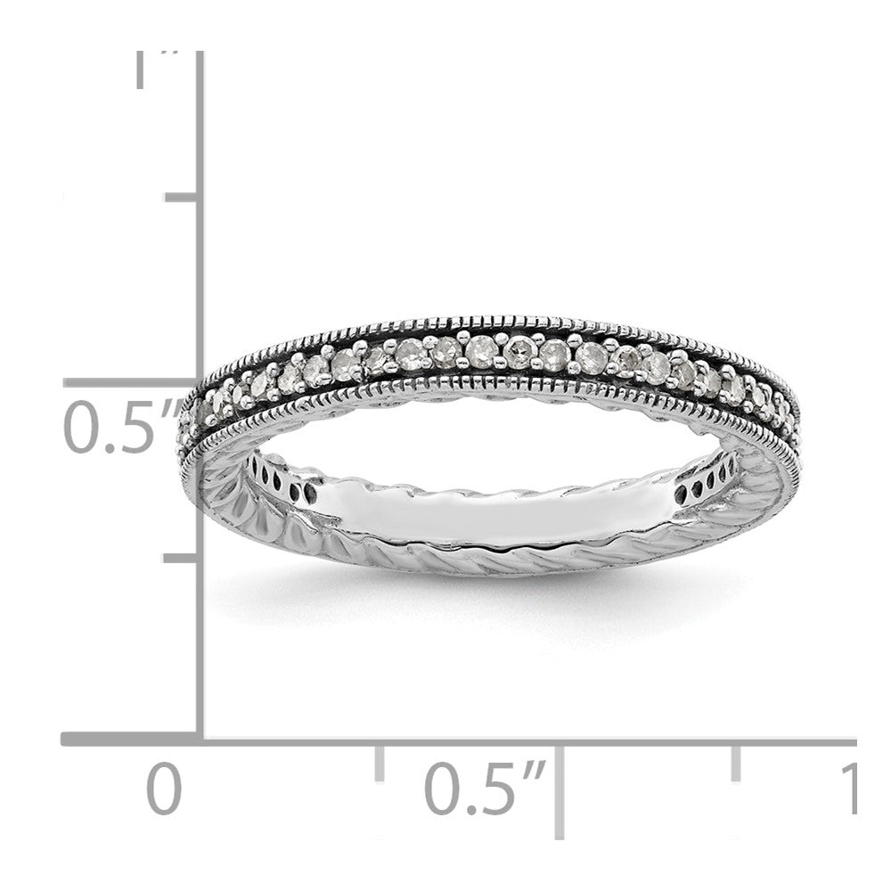 Sterling Silver Stackable Expressions Polished Diamond Ring Size -5