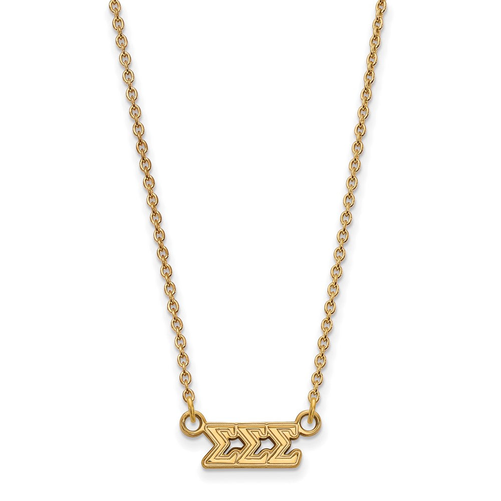 Sterling Silver Gold-plated LogoArt Sigma Sigma Sigma Sorority Greek Letters Extra Small Pendant 18 inch Necklace