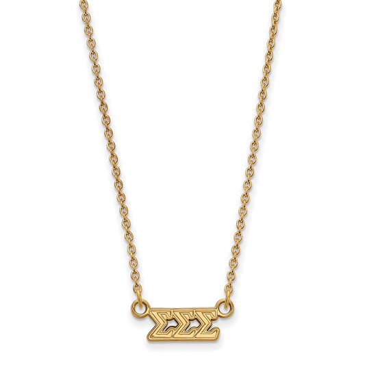 Sterling Silver Gold-plated LogoArt Sigma Sigma Sigma Sorority Greek Letters Extra Small Pendant 18 inch Necklace