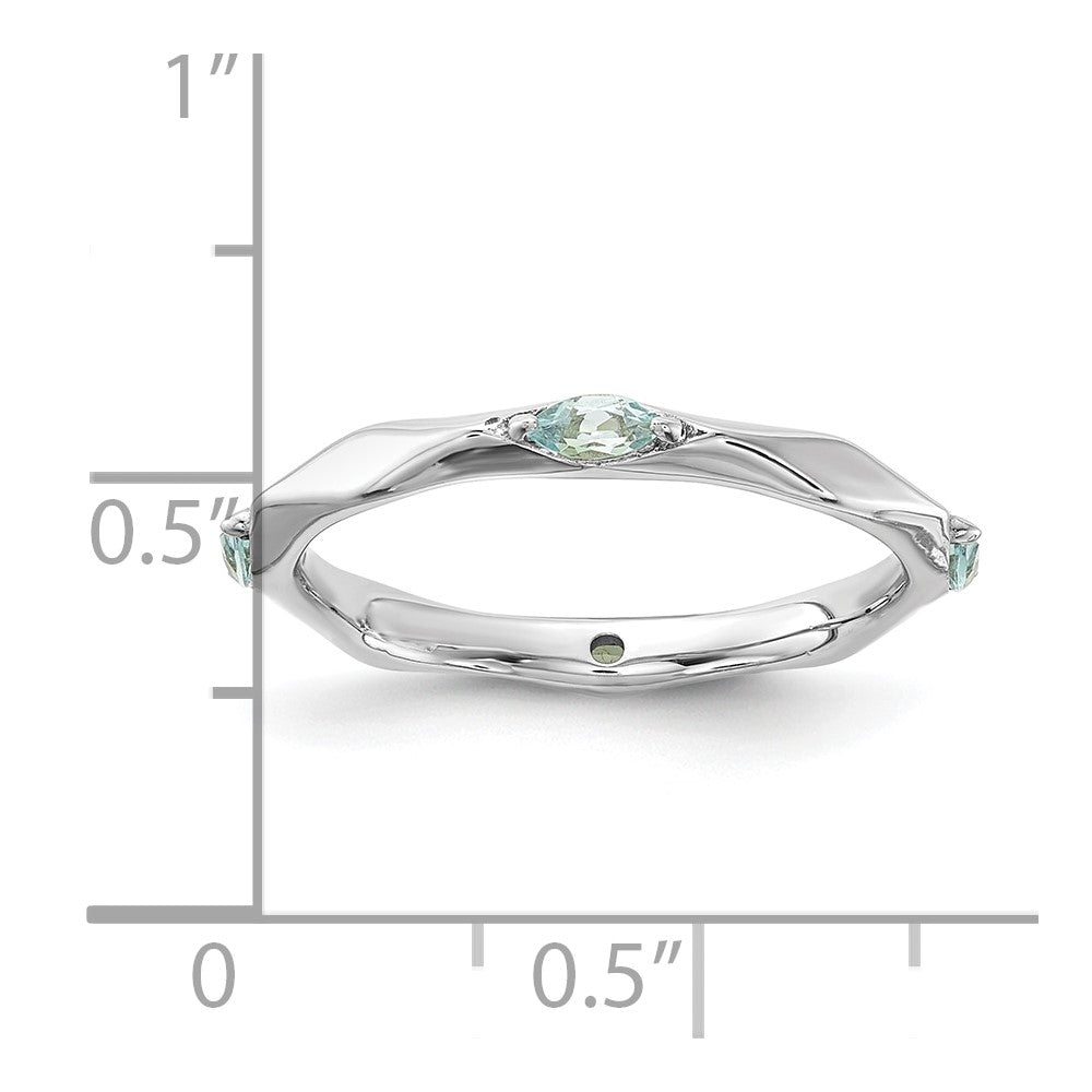 Sterling Silver Stackable Expressions Rhodium-plated Aquamarine Ring Size -8