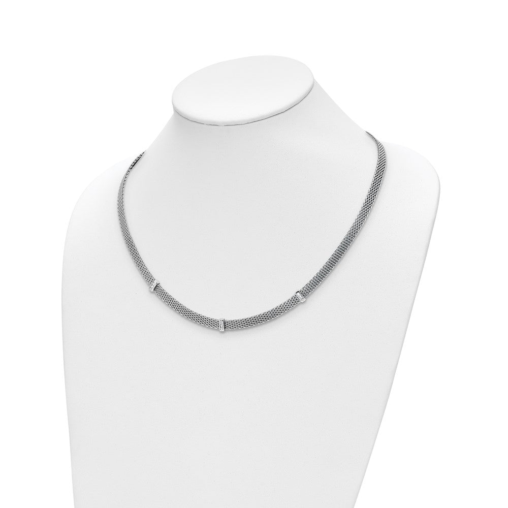 Sterling Silver Rhodium-plated CZ Necklace