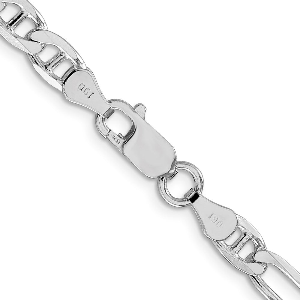 Sterling Silver Rhodium-plated 5.5mm Figaro Anchor Chain 18 Inches