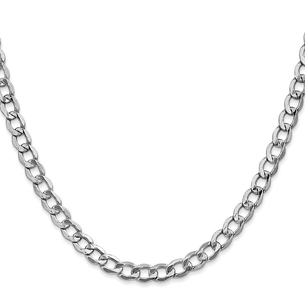 14K White Gold 20 inch 5.25mm Semi-Solid Curb with Lobster Clasp Chain