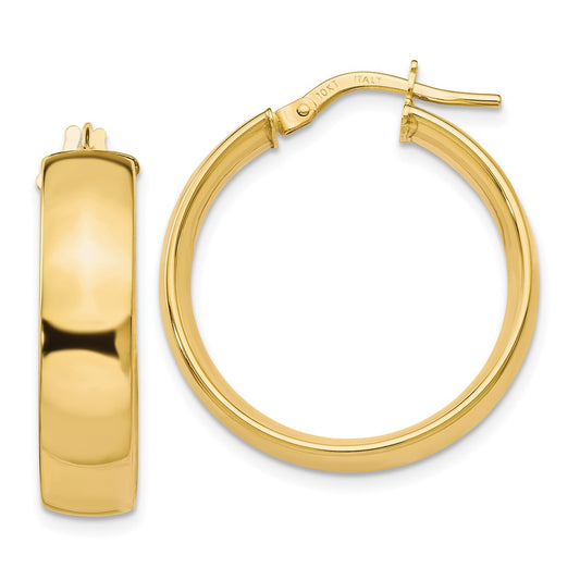 10K 6mm Polished Hoop Earrings