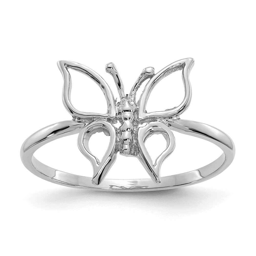 14k White Gold Polished Butterfly Ring Size 7