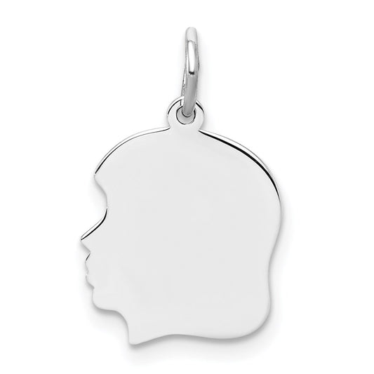 Sterl Silver Rh-plt Engraveable Girl Polished Front/Satin Back Disc Charm