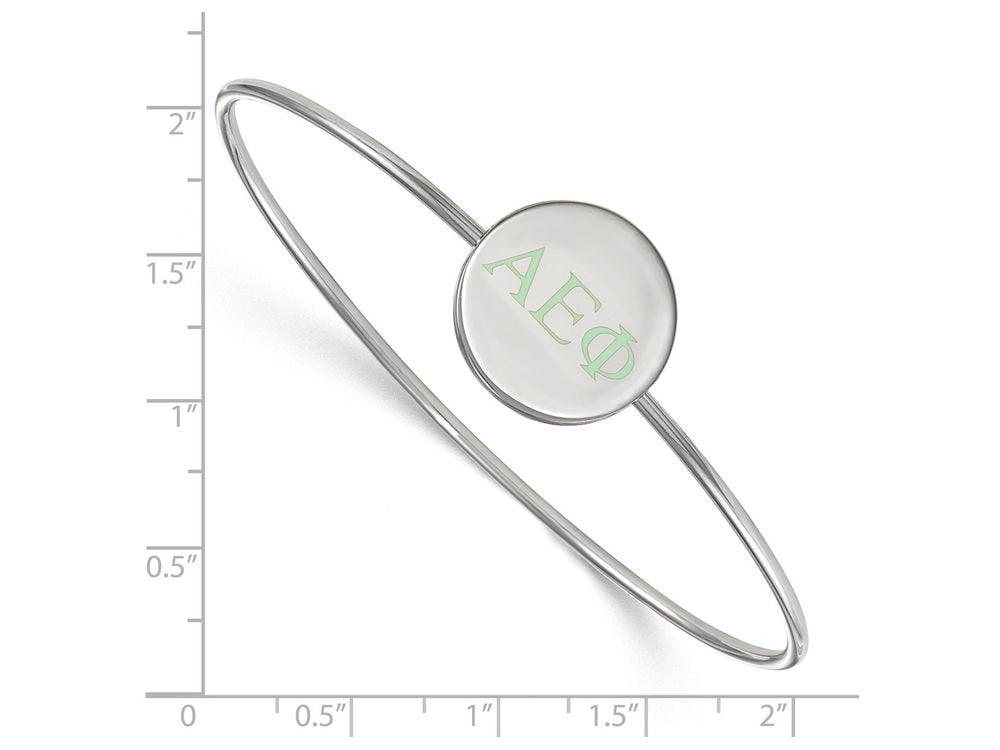 Sterling Silver Official Licensed Greek Sororities Alpha Epsilon Phi Enameled Slip-on Bangle