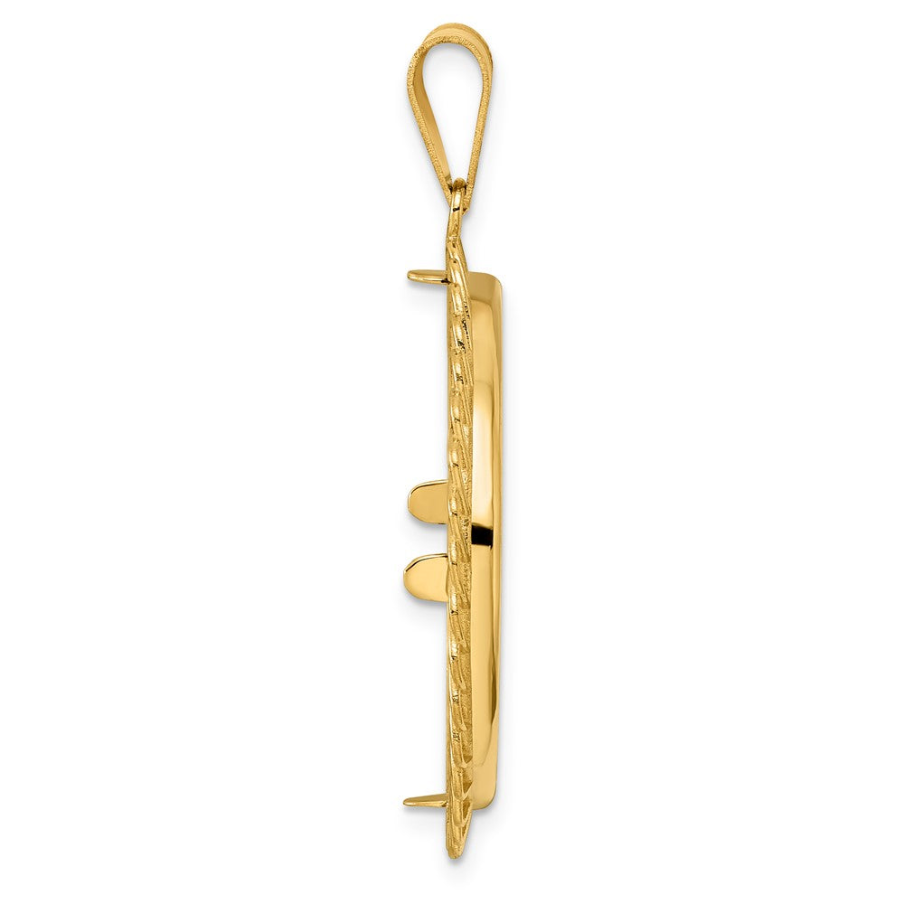 14k Polished Tilted with 27.0mm Prong Coin Bezel Pendant