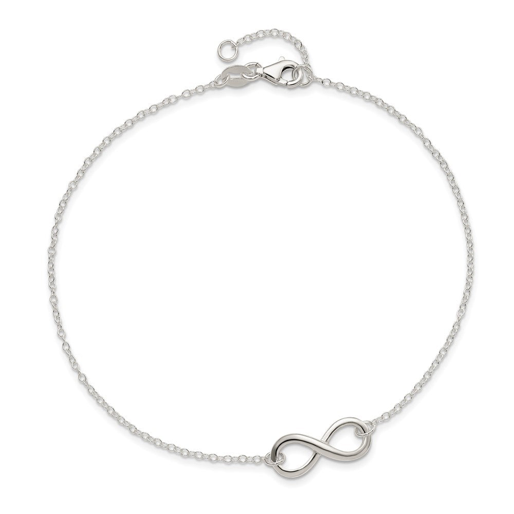 Sterling Silver Polished 9in Plus 1in. Ext. Infinity Symbol Anklet 9 inches