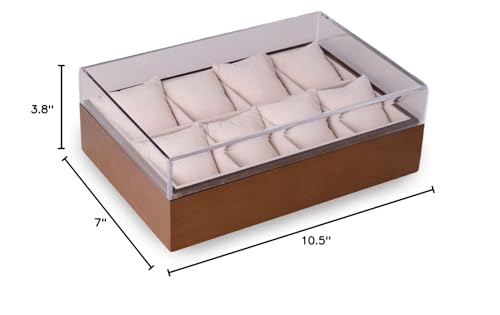 Bey Berk Esme Wood and Acrylic Eight Watch Box, Brown
