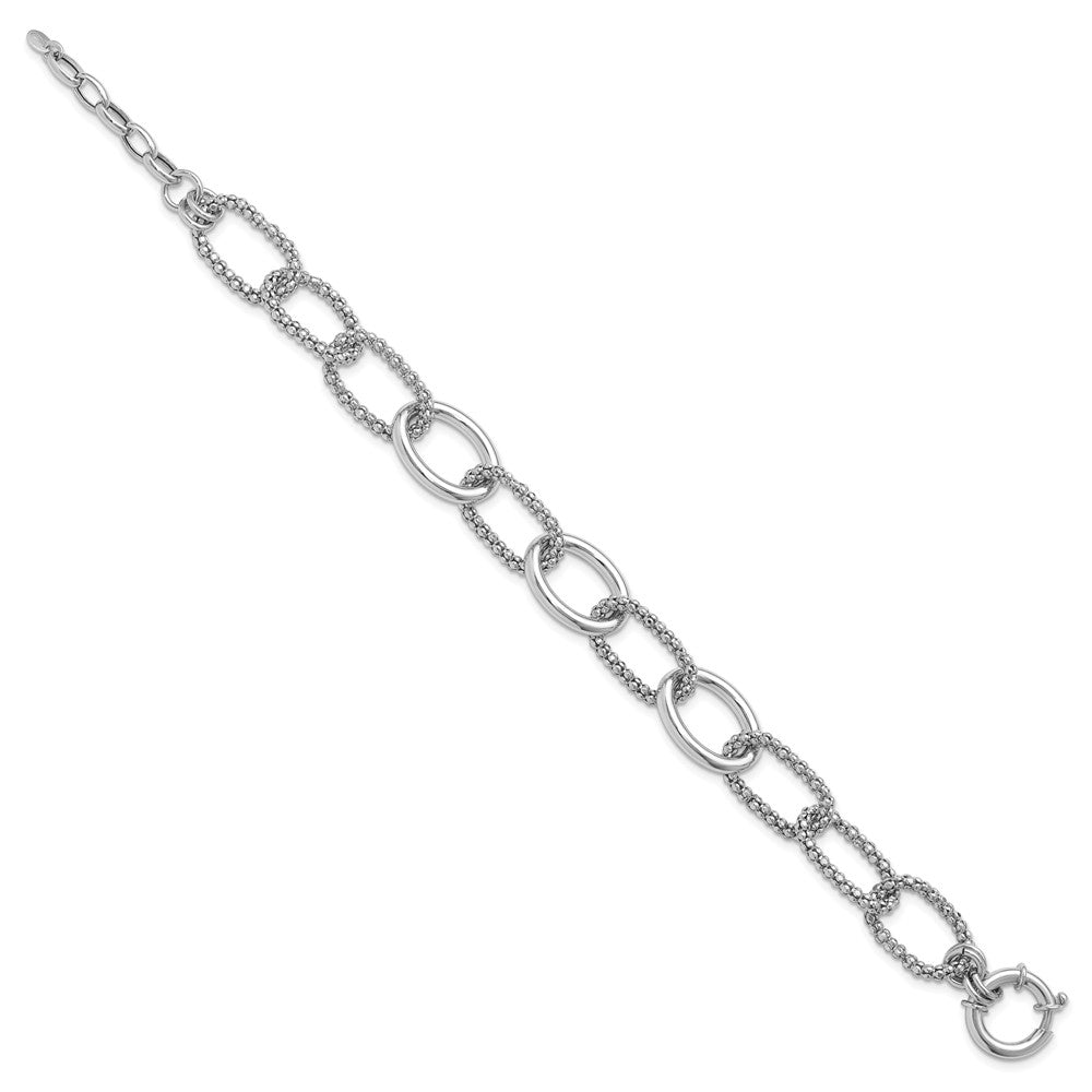 Sterling Silver Rhodium-plated Fancy Link with 1.5in ext. Bracelet 9.5  inches