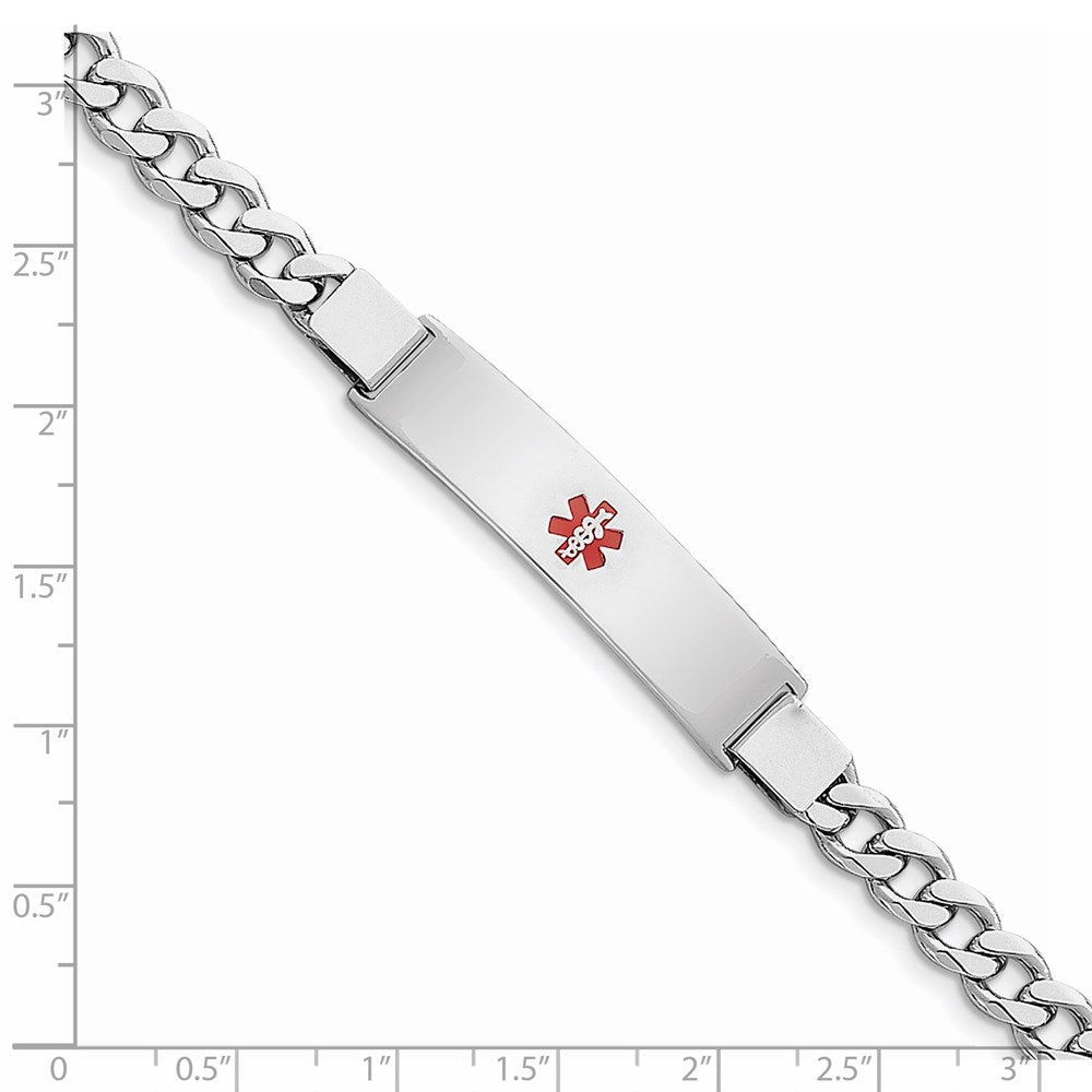Sterling Silver Rhodium-plated Medical ID Curb Link Bracelet 7 inches