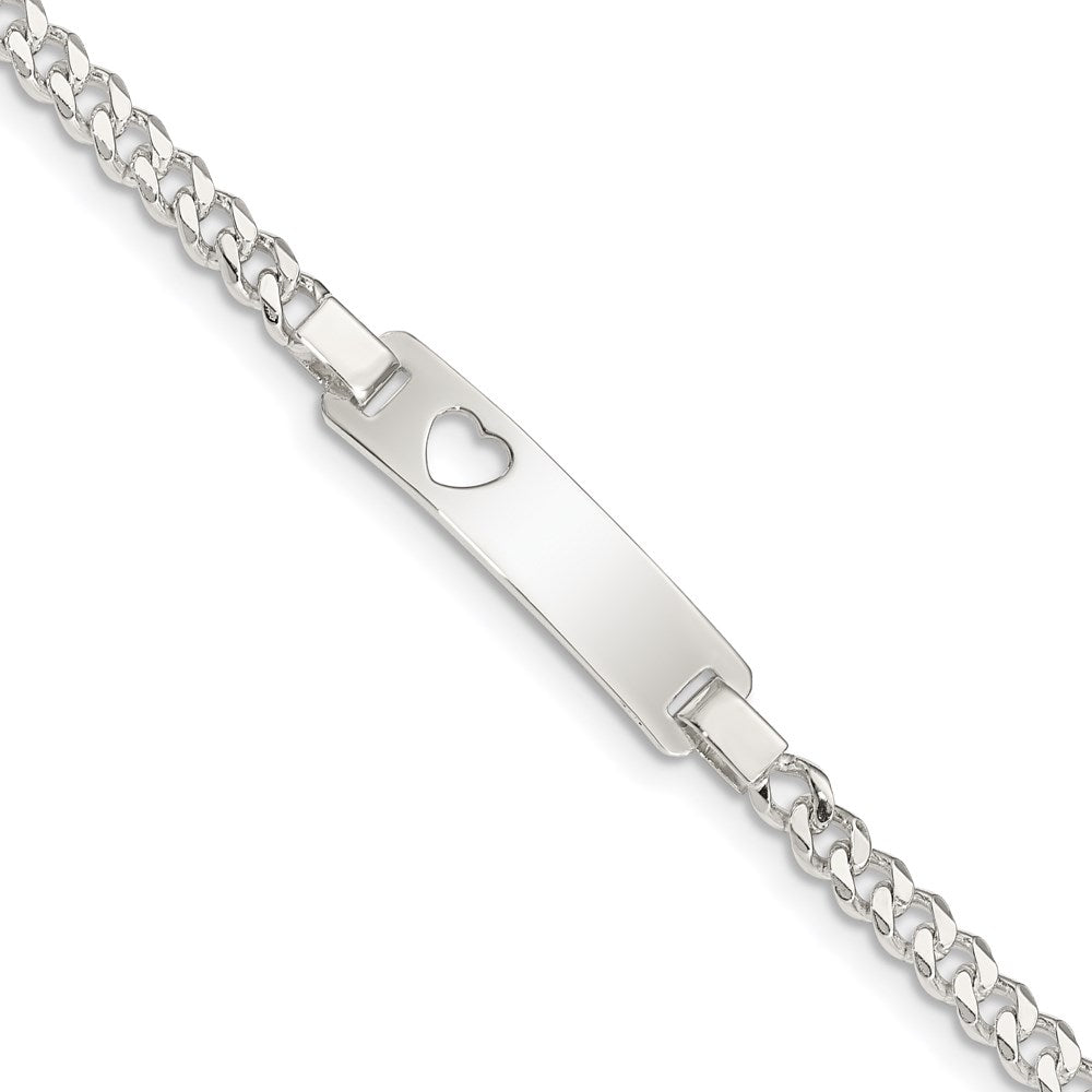Sterling Silver Baby ID with Cut-out Heart Bracelet 6 inches