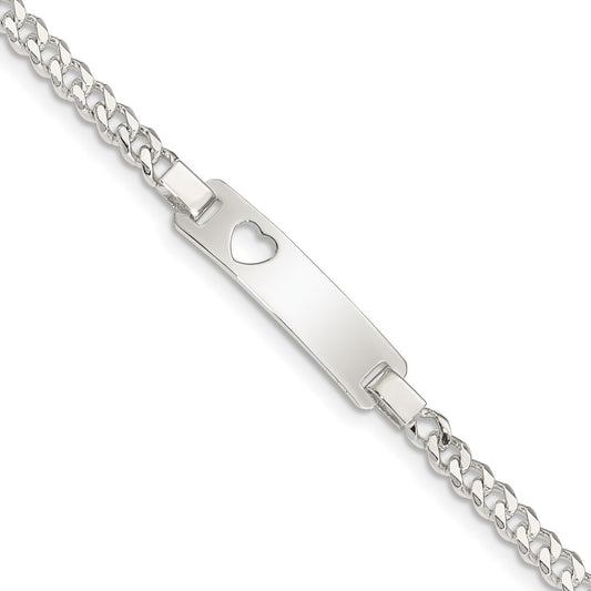 Sterling Silver Baby ID with Cut-out Heart Bracelet 6 inches