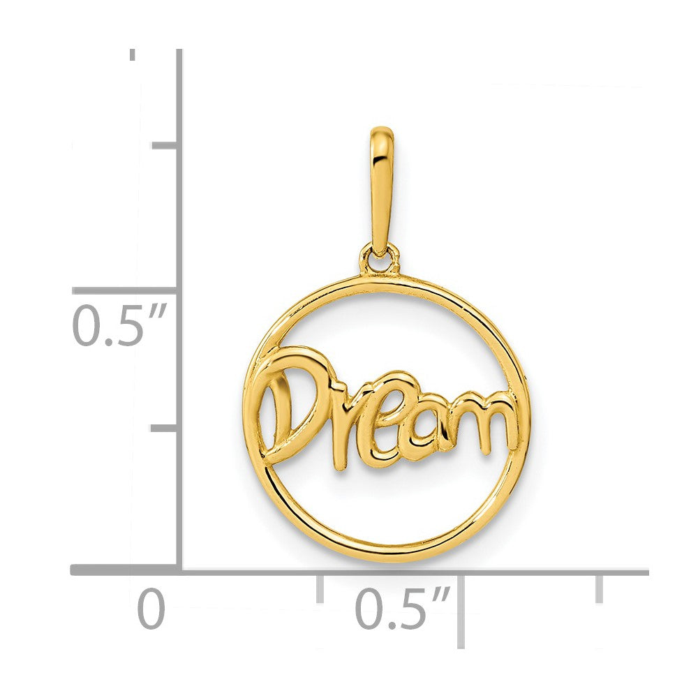 14K Polished Circle with DREAM Pendant