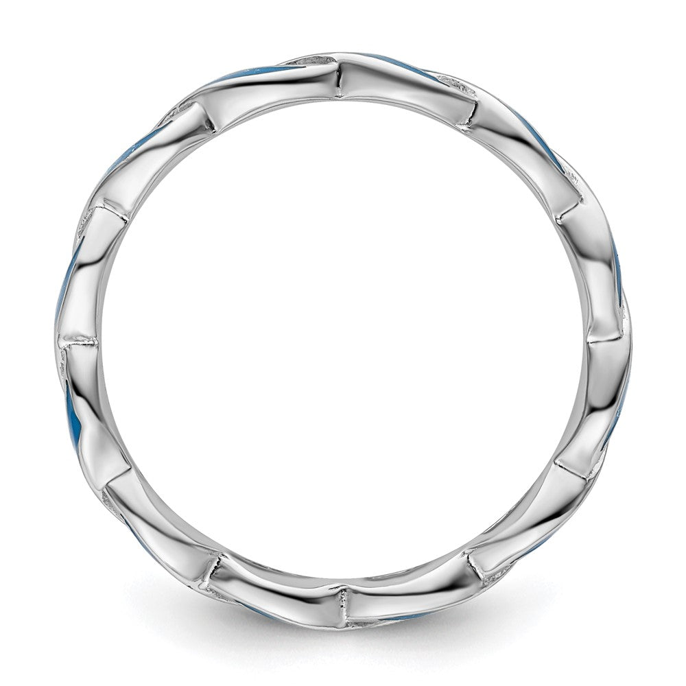 Sterling Silver Stackable Expressions Blue Enamel Ring Size -7