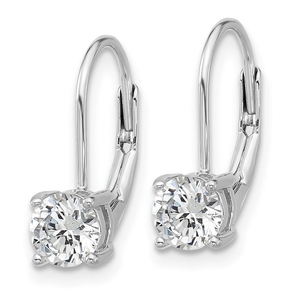 Sterling Shimmer Sterling Silver Rhodium-plated 5mm CZ 2 Stone Leverback Earrings