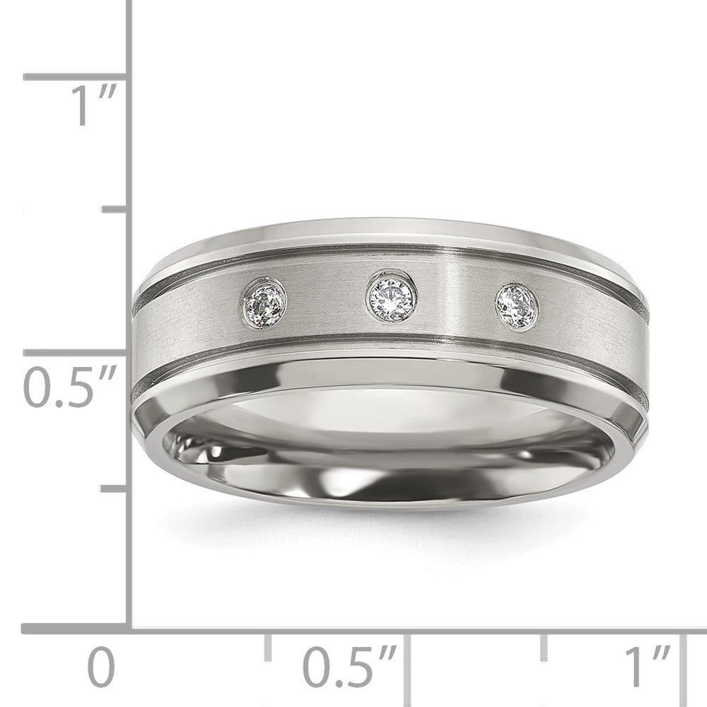 Chisel Titanium Polished with CZ 8mm Band Size - 10
