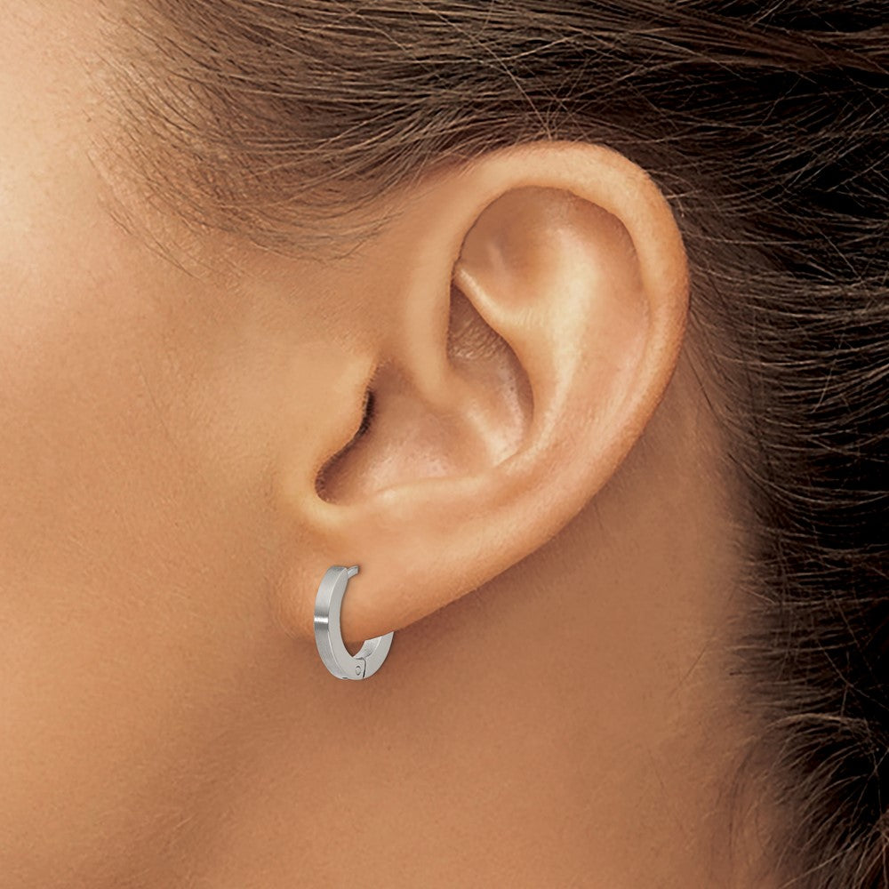 Stainless Steel Brushed and Polished 2mm Hinged Hoop Earrings