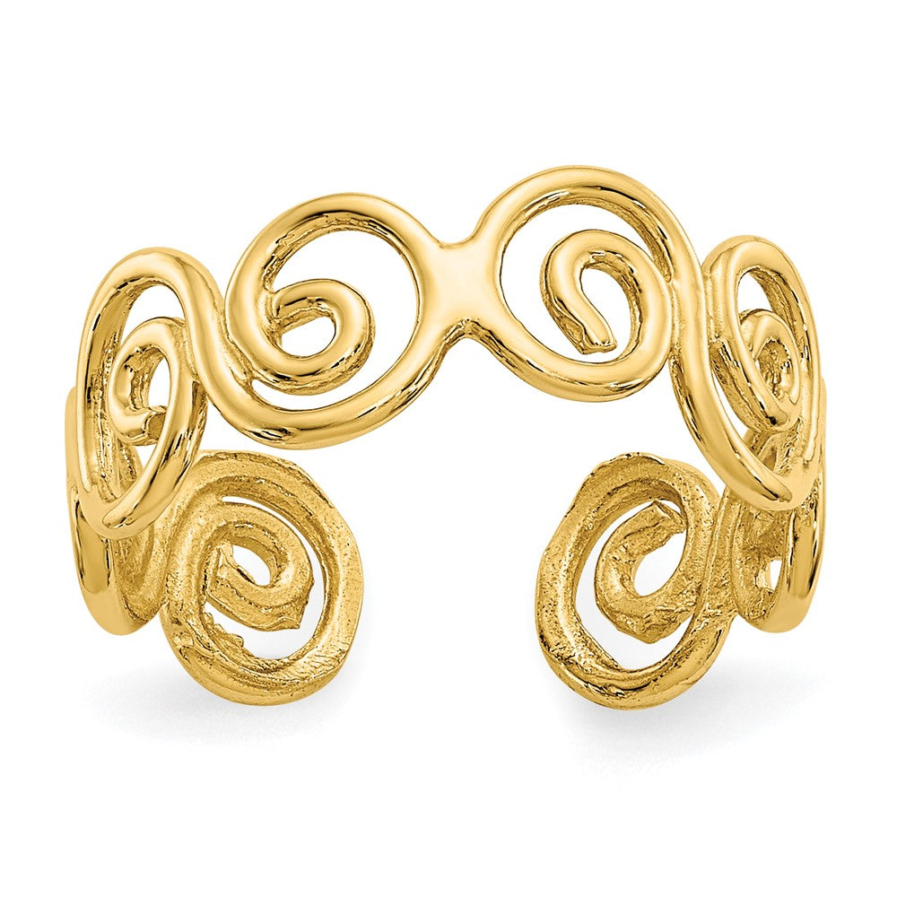 14k Scroll Toe Ring Yellow Gold