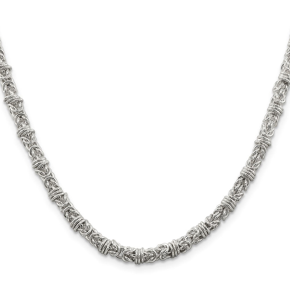 Sterling Silver 4mm Fancy Byzantine Chain 20 Inches